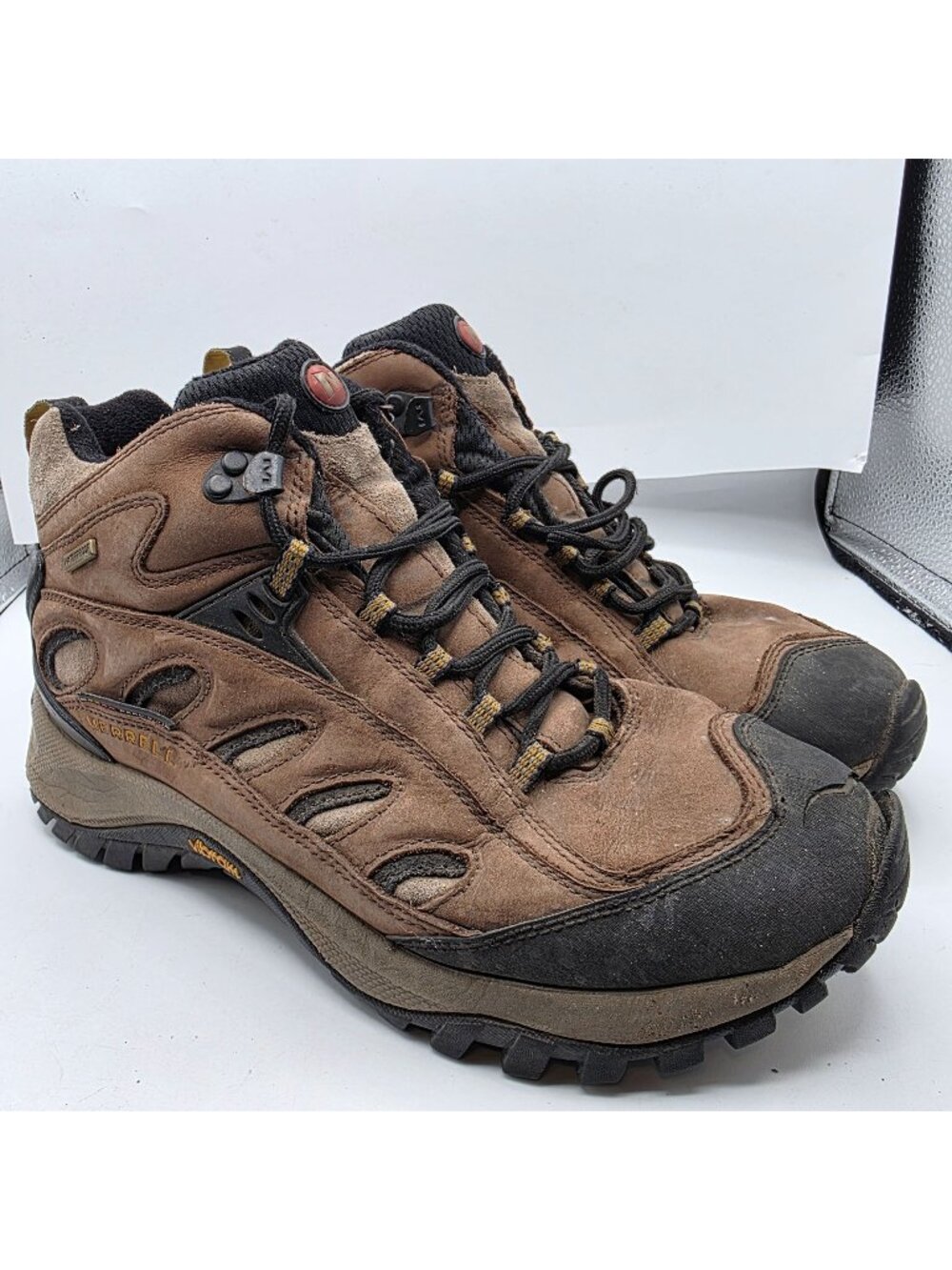 Merrell Radius Mid Mens Size 9 Cocoa Brown Waterproof Hiking Boots Camping